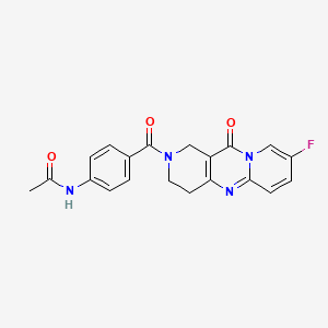 molecular formula C20H17FN4O3 B2774842 N-[4-(13-fluoro-2-oxo-1,5,9-triazatricyclo[8.4.0.03,8]tetradeca-3(8),9,11,13-tetraene-5-carbonyl)phenyl]acetamide CAS No. 2034368-20-0