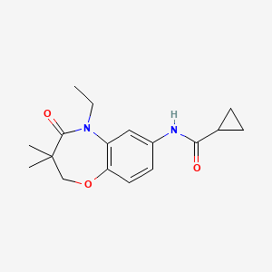 molecular formula C17H22N2O3 B2774843 N-(5-ethyl-3,3-dimethyl-4-oxo-2,3,4,5-tetrahydro-1,5-benzoxazepin-7-yl)cyclopropanecarboxamide CAS No. 921862-83-1