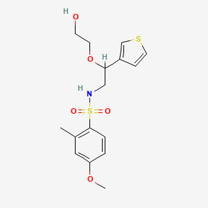 molecular formula C16H21NO5S2 B2774889 2-[2-(4-methoxy-2-methylbenzenesulfonamido)-1-(thiophen-3-yl)ethoxy]ethan-1-ol CAS No. 2034366-53-3