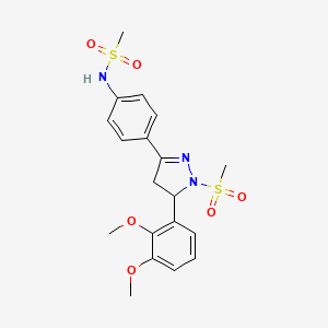 molecular formula C19H23N3O6S2 B2774918 N-(4-(5-(2,3-dimethoxyphenyl)-1-(methylsulfonyl)-4,5-dihydro-1H-pyrazol-3-yl)phenyl)methanesulfonamide CAS No. 852141-02-7