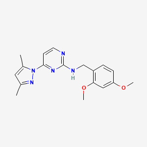 molecular formula C18H21N5O2 B2774948 N-[(2,4-dimethoxyphenyl)methyl]-4-(3,5-dimethyl-1H-pyrazol-1-yl)pyrimidin-2-amine CAS No. 1251561-48-4