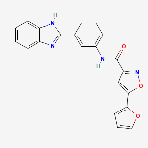 molecular formula C21H14N4O3 B2774963 N-(3-(1H-benzo[d]imidazol-2-yl)phenyl)-5-(furan-2-yl)isoxazole-3-carboxamide CAS No. 1203137-53-4