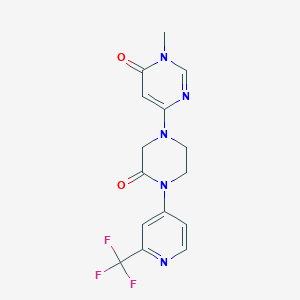 molecular formula C15H14F3N5O2 B2774965 3-Methyl-6-{3-oxo-4-[2-(trifluoromethyl)pyridin-4-yl]piperazin-1-yl}-3,4-dihydropyrimidin-4-one CAS No. 2380099-03-4