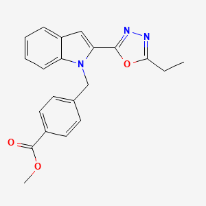 molecular formula C21H19N3O3 B2774976 methyl 4-{[2-(5-ethyl-1,3,4-oxadiazol-2-yl)-1H-indol-1-yl]methyl}benzoate CAS No. 921842-24-2
