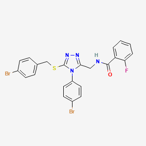 molecular formula C23H17Br2FN4OS B2774984 N-((5-((4-bromobenzyl)thio)-4-(4-bromophenyl)-4H-1,2,4-triazol-3-yl)methyl)-2-fluorobenzamide CAS No. 389070-62-6