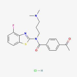 molecular formula C21H23ClFN3O2S B2774986 4-acetyl-N-(3-(dimethylamino)propyl)-N-(4-fluorobenzo[d]thiazol-2-yl)benzamide hydrochloride CAS No. 1216437-04-5