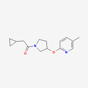 molecular formula C15H20N2O2 B2774996 2-Cyclopropyl-1-(3-((5-methylpyridin-2-yl)oxy)pyrrolidin-1-yl)ethanone CAS No. 1903062-55-4