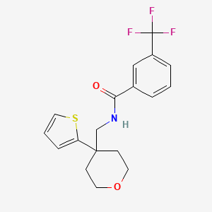 molecular formula C18H18F3NO2S B2775004 N-{[4-(thiophen-2-yl)oxan-4-yl]methyl}-3-(trifluoromethyl)benzamide CAS No. 1203164-81-1