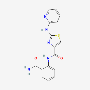 molecular formula C16H13N5O2S B2775030 N-(2-carbamoylphenyl)-2-(pyridin-2-ylamino)thiazole-4-carboxamide CAS No. 1286733-14-9
