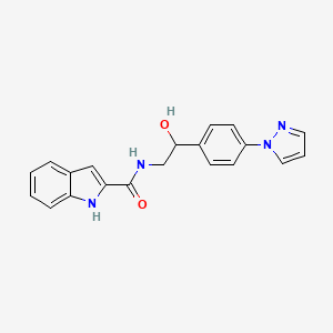 molecular formula C20H18N4O2 B2775037 N-{2-hydroxy-2-[4-(1H-pyrazol-1-yl)phenyl]ethyl}-1H-indole-2-carboxamide CAS No. 2415490-94-5