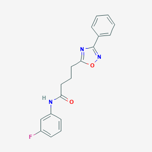 molecular formula C18H16FN3O2 B277506 N-(3-fluorophenyl)-4-(3-phenyl-1,2,4-oxadiazol-5-yl)butanamide 