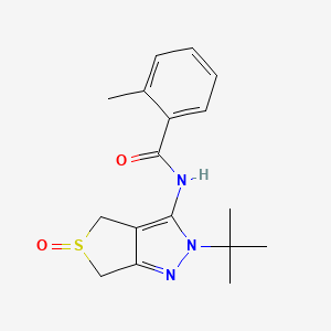 molecular formula C17H21N3O2S B2775121 N-{2-tert-butyl-5-oxo-2H,4H,6H-5lambda4-thieno[3,4-c]pyrazol-3-yl}-2-methylbenzamide CAS No. 1008454-41-8