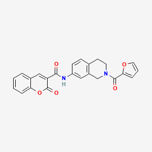 molecular formula C24H18N2O5 B2775122 N-(2-(furan-2-carbonyl)-1,2,3,4-tetrahydroisoquinolin-7-yl)-2-oxo-2H-chromene-3-carboxamide CAS No. 955742-15-1