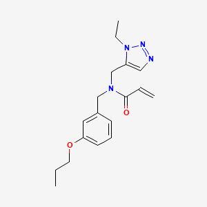 molecular formula C18H24N4O2 B2775125 N-[(3-Ethyltriazol-4-yl)methyl]-N-[(3-propoxyphenyl)methyl]prop-2-enamide CAS No. 2411220-43-2
