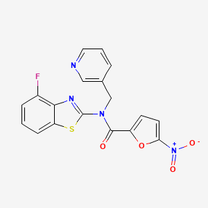 molecular formula C18H11FN4O4S B2775156 N-(4-fluoro-1,3-benzothiazol-2-yl)-5-nitro-N-[(pyridin-3-yl)methyl]furan-2-carboxamide CAS No. 895012-29-0
