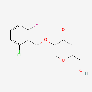 molecular formula C13H10ClFO4 B2775158 5-[(2-chloro-6-fluorobenzyl)oxy]-2-(hydroxymethyl)-4H-pyran-4-one CAS No. 866040-48-4