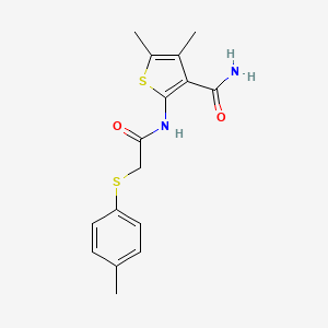 molecular formula C16H18N2O2S2 B2775172 4,5-Dimethyl-2-(2-(p-tolylthio)acetamido)thiophene-3-carboxamide CAS No. 896291-40-0
