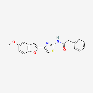 molecular formula C20H16N2O3S B2775194 N-[4-(5-methoxy-1-benzofuran-2-yl)-1,3-thiazol-2-yl]-2-phenylacetamide CAS No. 921916-65-6