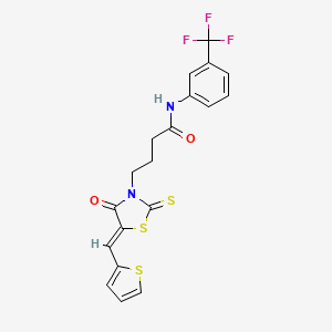 B2775290 (Z)-4-(4-oxo-5-(thiophen-2-ylmethylene)-2-thioxothiazolidin-3-yl)-N-(3-(trifluoromethyl)phenyl)butanamide CAS No. 380876-13-1
