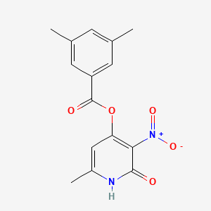 molecular formula C15H14N2O5 B2775316 6-Methyl-3-nitro-2-oxo-1,2-dihydropyridin-4-yl 3,5-dimethylbenzoate CAS No. 868679-52-1