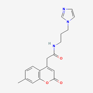 molecular formula C18H19N3O3 B2775325 N-(3-(1H-imidazol-1-yl)propyl)-2-(7-methyl-2-oxo-2H-chromen-4-yl)acetamide CAS No. 919758-59-1