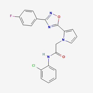molecular formula C20H14ClFN4O2 B2775363 N-(2-chlorophenyl)-2-{2-[3-(4-fluorophenyl)-1,2,4-oxadiazol-5-yl]-1H-pyrrol-1-yl}acetamide CAS No. 1260937-00-5