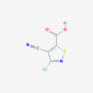 molecular formula C5HClN2O2S B2775386 3-chloro-4-cyano-1,2-thiazole-5-carboxylic Acid CAS No. 269400-52-4
