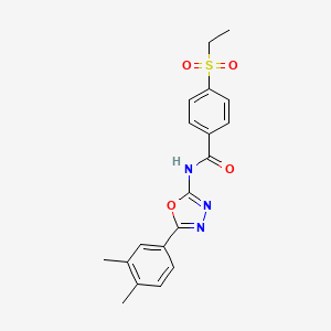 molecular formula C19H19N3O4S B2775399 N-[5-(3,4-dimethylphenyl)-1,3,4-oxadiazol-2-yl]-4-(ethanesulfonyl)benzamide CAS No. 941870-38-8