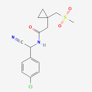 molecular formula C15H17ClN2O3S B2775416 N-[(4-chlorophenyl)(cyano)methyl]-2-[1-(methanesulfonylmethyl)cyclopropyl]acetamide CAS No. 1394792-11-0