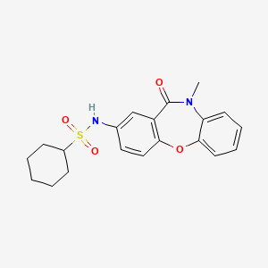 molecular formula C20H22N2O4S B2775433 N-(10-methyl-11-oxo-10,11-dihydrodibenzo[b,f][1,4]oxazepin-2-yl)cyclohexanesulfonamide CAS No. 922010-11-5