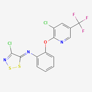 molecular formula C14H6Cl2F3N3OS2 B2775448 N-(4-chloro-5H-1,2,3-dithiazol-5-yliden)-2-{[3-chloro-5-(trifluoromethyl)-2-pyridinyl]oxy}aniline CAS No. 306979-52-2
