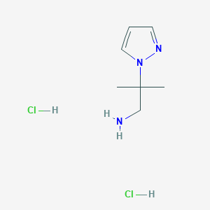 molecular formula C7H15Cl2N3 B2775452 2-methyl-2-(1H-pyrazol-1-yl)propan-1-amine dihydrochloride CAS No. 2031269-46-0