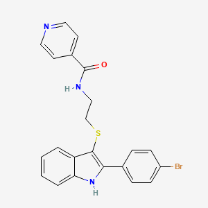 molecular formula C22H18BrN3OS B2775462 N-(2-{[2-(4-Bromophenyl)-1H-indol-3-YL]sulfanyl}ethyl)pyridine-4-carboxamide CAS No. 850917-37-2