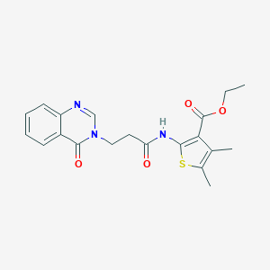 molecular formula C20H21N3O4S B277547 ethyl 4,5-dimethyl-2-{[3-(4-oxoquinazolin-3(4H)-yl)propanoyl]amino}thiophene-3-carboxylate 