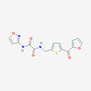 molecular formula C15H11N3O5S B2775488 N1-((5-(furan-2-carbonyl)thiophen-2-yl)methyl)-N2-(isoxazol-3-yl)oxalamide CAS No. 1797269-10-3