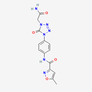 molecular formula C14H13N7O4 B2775490 N-(4-(4-(2-amino-2-oxoethyl)-5-oxo-4,5-dihydro-1H-tetrazol-1-yl)phenyl)-5-methylisoxazole-3-carboxamide CAS No. 1396848-66-0