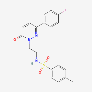 molecular formula C19H18FN3O3S B2775511 N-{2-[3-(4-fluorophenyl)-6-oxo-1,6-dihydropyridazin-1-yl]ethyl}-4-methylbenzene-1-sulfonamide CAS No. 921552-11-6