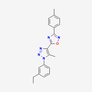 molecular formula C20H19N5O B2775517 5-[1-(3-ethylphenyl)-5-methyl-1H-1,2,3-triazol-4-yl]-3-(4-methylphenyl)-1,2,4-oxadiazole CAS No. 895093-75-1