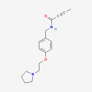 molecular formula C17H22N2O2 B2775522 N-[[4-(2-Pyrrolidin-1-ylethoxy)phenyl]methyl]but-2-ynamide CAS No. 2411244-66-9