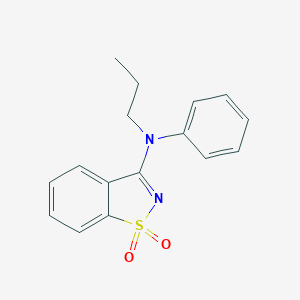 molecular formula C16H16N2O2S B277554 N-(1,1-dioxido-1,2-benzisothiazol-3-yl)-N-phenyl-N-propylamine 