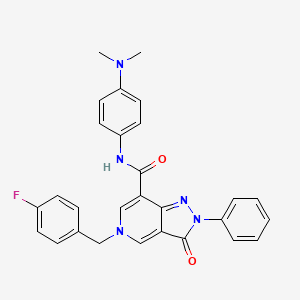 molecular formula C28H24FN5O2 B2775540 N-(4-(dimethylamino)phenyl)-5-(4-fluorobenzyl)-3-oxo-2-phenyl-3,5-dihydro-2H-pyrazolo[4,3-c]pyridine-7-carboxamide CAS No. 921552-01-4