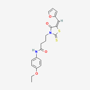 molecular formula C20H20N2O4S2 B2775546 (E)-N-(4-ethoxyphenyl)-4-(5-(furan-2-ylmethylene)-4-oxo-2-thioxothiazolidin-3-yl)butanamide CAS No. 637318-86-6