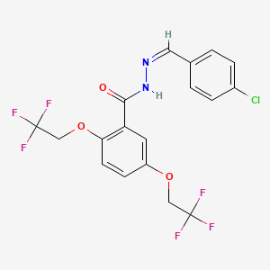 molecular formula C18H13ClF6N2O3 B2775562 N'-[(1Z)-(4-chlorophenyl)methylidene]-2,5-bis(2,2,2-trifluoroethoxy)benzohydrazide CAS No. 477864-07-6