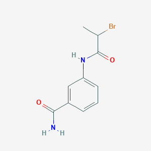 molecular formula C10H11BrN2O2 B2775574 3-[(2-Bromopropanoyl)amino]benzamide CAS No. 1225806-25-6