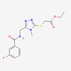 molecular formula C15H17FN4O3S B2775581 ethyl 2-((5-((3-fluorobenzamido)methyl)-4-methyl-4H-1,2,4-triazol-3-yl)thio)acetate CAS No. 689747-99-7