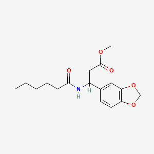 molecular formula C17H23NO5 B2775586 Methyl 3-(1,3-benzodioxol-5-yl)-3-(hexanoylamino)propanoate CAS No. 866144-36-7