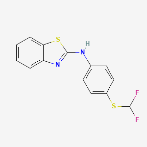 molecular formula C14H10F2N2S2 B2775624 N-{4-[(difluoromethyl)sulfanyl]phenyl}-1,3-benzothiazol-2-amine CAS No. 380349-37-1