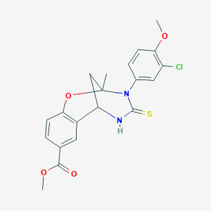 molecular formula C20H19ClN2O4S B2775628 methyl 10-(3-chloro-4-methoxyphenyl)-9-methyl-11-sulfanylidene-8-oxa-10,12-diazatricyclo[7.3.1.0^{2,7}]trideca-2,4,6-triene-4-carboxylate CAS No. 932970-12-2