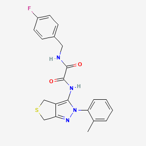 molecular formula C21H19FN4O2S B2775635 N'-[(4-fluorophenyl)methyl]-N-[2-(2-methylphenyl)-2H,4H,6H-thieno[3,4-c]pyrazol-3-yl]ethanediamide CAS No. 899952-30-8