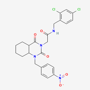molecular formula C24H18Cl2N4O5 B2775655 N-[(2,4-dichlorophenyl)methyl]-2-{1-[(4-nitrophenyl)methyl]-2,4-dioxo-1,2,3,4-tetrahydroquinazolin-3-yl}acetamide CAS No. 2415599-84-5